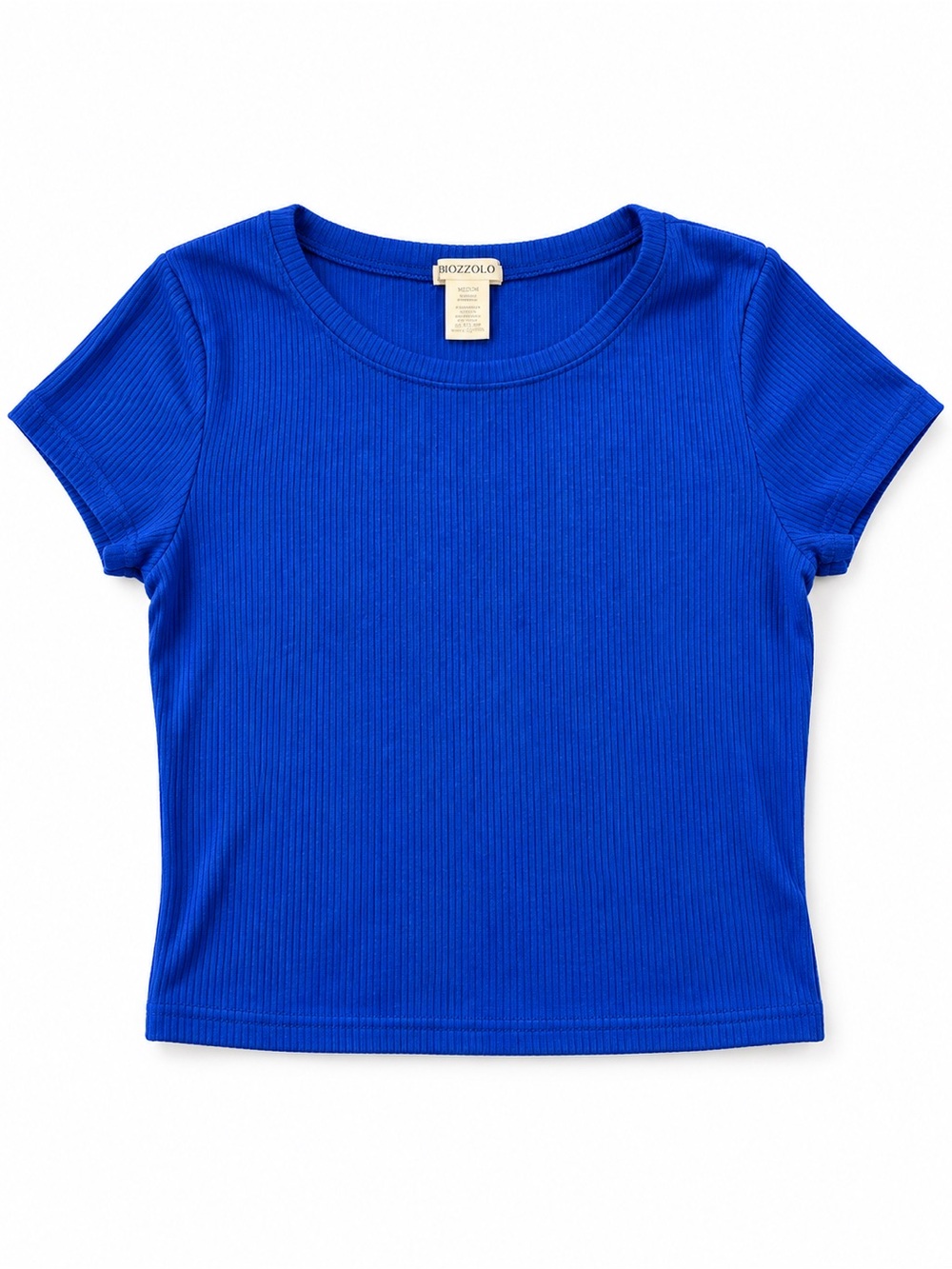 Bozzolo Short Sleeve Ribbed Tee in Royal Blue